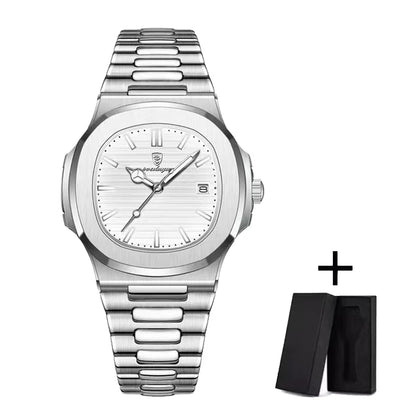 POEDAGAR Luxury style Stainless Steel Quartz Wrist Watch - Waterproof, Luminous, Date And Box