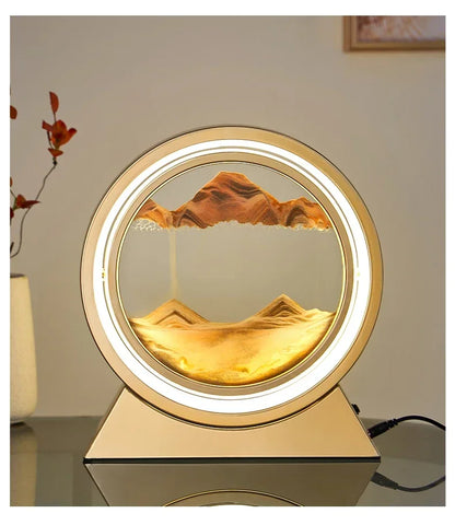 LED quicksand hourglass full circle with stand - Unique Art With Night Light