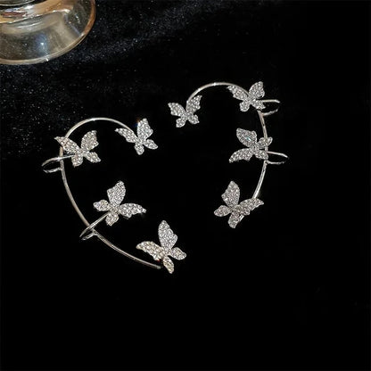 Aomu Left Or Right Gold & Silver Color Metal Butterfly Ear Clips Without Piercing With Zircon