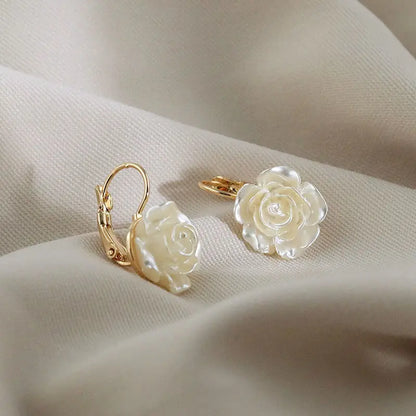 LATS White Flower Uniquely Folded Stud Multi-layered Earrings In Different Styles