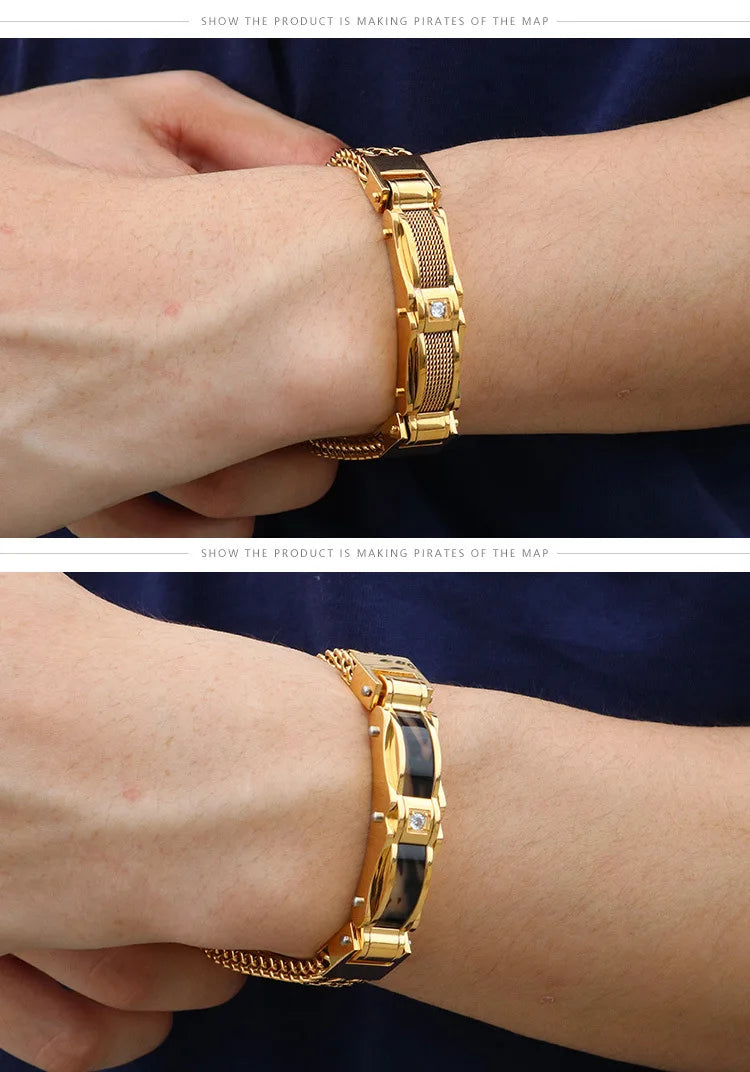 Fashionable and Trendy Bracelet - High-quality Stainless Steel Electroplated Inlaid Zirconia