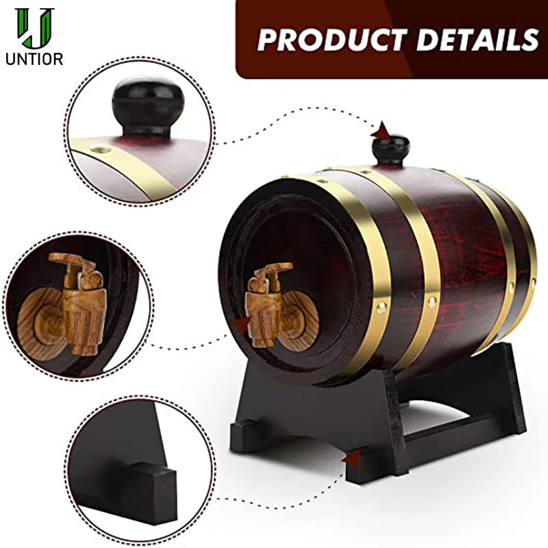 UNTIOR Wood Barrel Oak - Decanter, Decoration, Brewing Equipment - Beer, Wine, Whisky & Rum