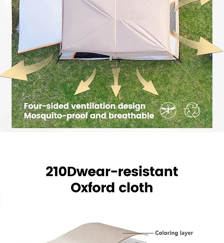 Outdoor Camping Family Tent 3-12 Persons - Double Layers Oversize 2 Rooms Thickened Rainproof.