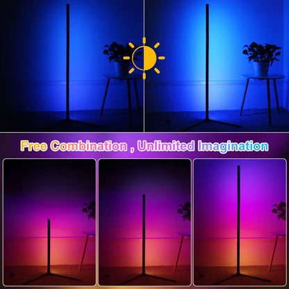 Tuya Smart LED RGB corner Floor Lamp - 160cm, Dimmable RGB and Mood Lighting.