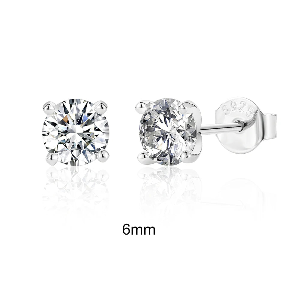 CANNER 0.5-1.2 Carat D Color Moissanite Ear Stud Earrings For Women 925 Sterling Silver Sparkling Piercing Earring Fine Jewelry