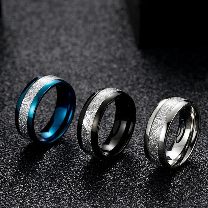 Silk Grain Stainless Steel Ring For Men Women Jewelry