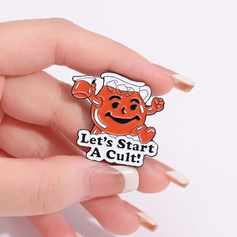 Lets Start A Cult Enamel Pin Anti Cult Slogans Brooch Lapel Backpack Badges Fun Prompts Jewelry Gifts For Best Friedns