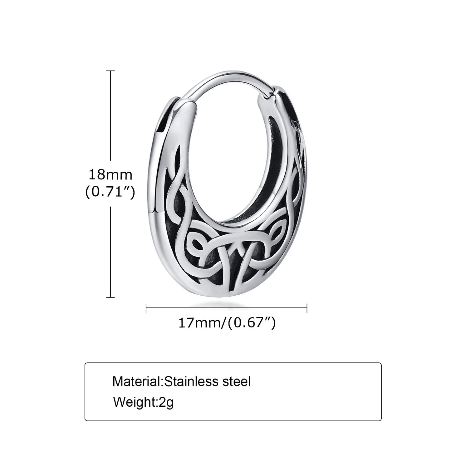 Vnox Nordic Viking Knot Stainless Steel Hoop Earrings