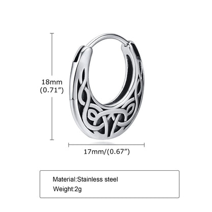 Vnox Nordic Viking Knot Stainless Steel Hoop Earrings