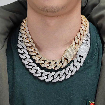 Cuban 8-20 Inch 4 Rows Iced Out Link Necklace for Men