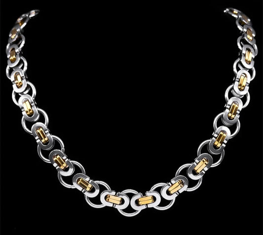 Byzantine Round Stainless Steel link chain Necklace