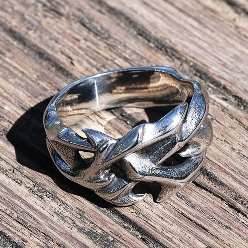 Vintage Hollow Out Design Crown of Thorns 316L Stainless Steel Ring