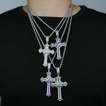 ATJMLADY Iced Out Cubic Zircon Cross Pendant for Men & Women