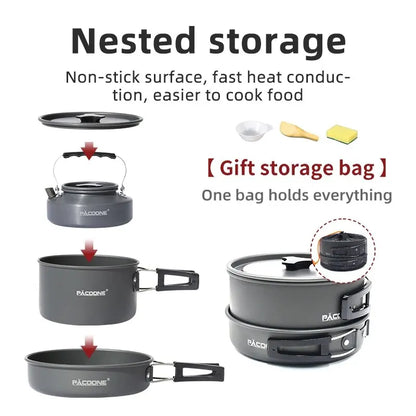 PACOONE Portable Outdoor Cookware Set