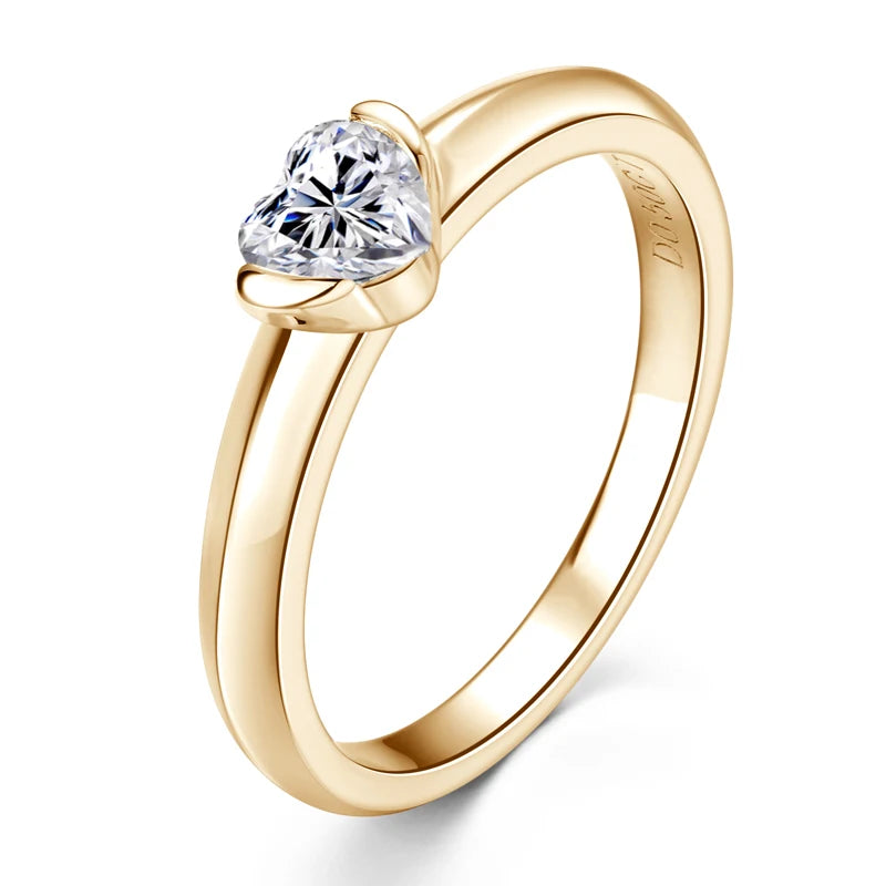 IOGOU Heart Shaped 0.5 carat Moissanite Rings for Women In White, Yellow & Rose Gold