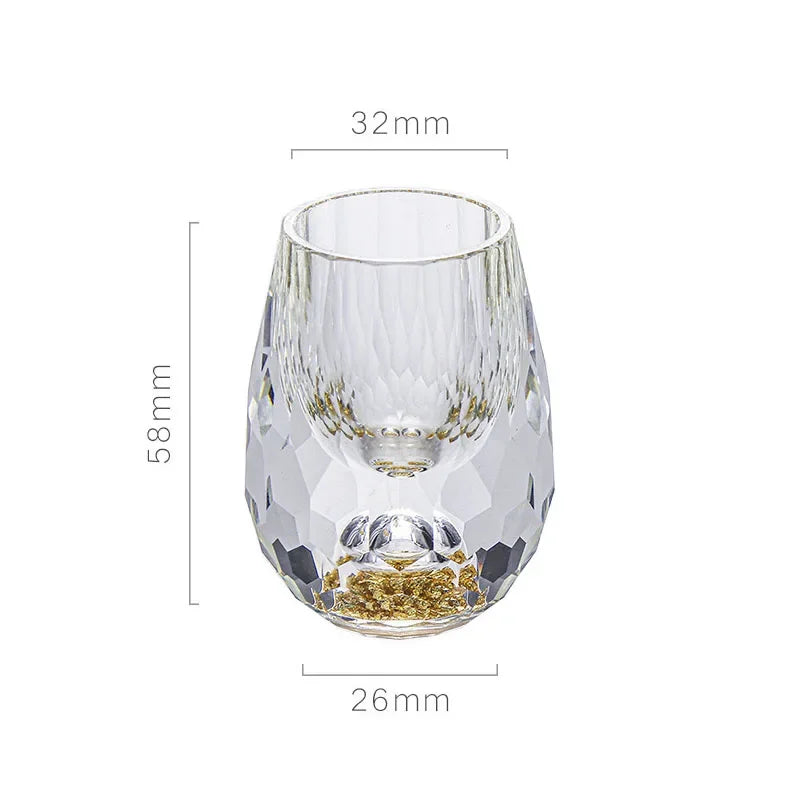 Luxury Crystal Glass Vodka Sake Shochu Bar Liqueur Double Bottom Gold Foil Glass Tea Cup High-end Gift Hard Liquor Wine Glasses