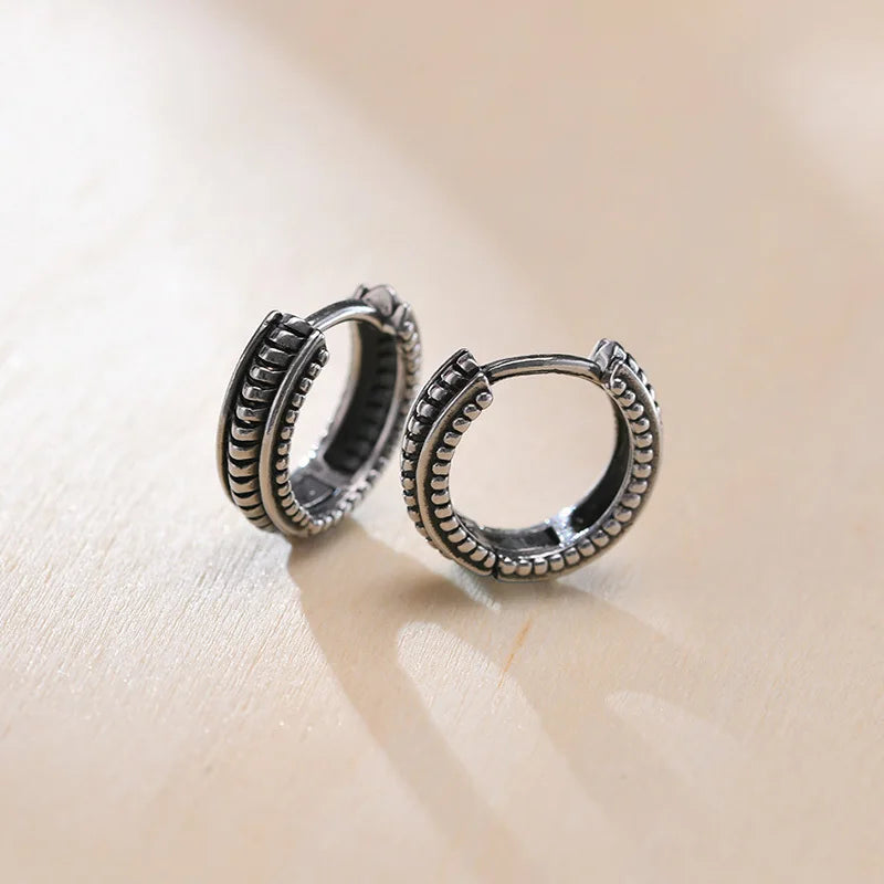 Vnox Stylish Stainless Steel Hoop Earrings In Black & Silver