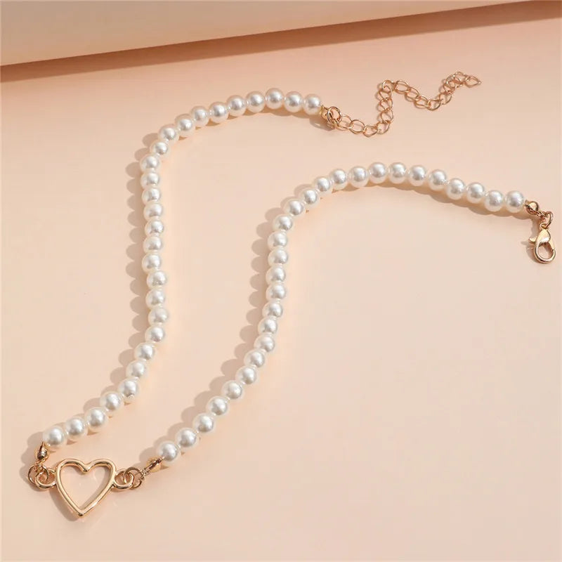 Trendy Pearl Love Heart Necklace For Women