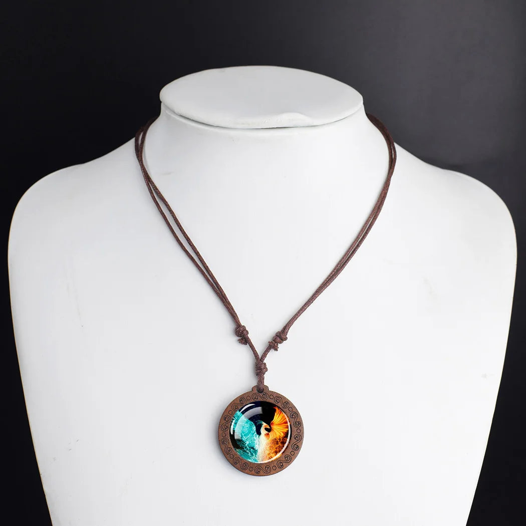 Luminous Glow In The Dark Variants Of Ice & Fire Pendant Necklaceses With Rope Chain