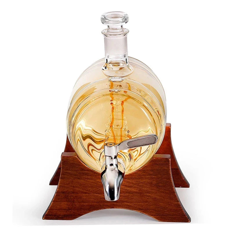 Luxurious Barrel Shape Glass Decanter 1000ml Capacity