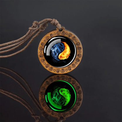 Luminous Glow In The Dark Variants Of Ice & Fire Pendant Necklaceses With Rope Chain