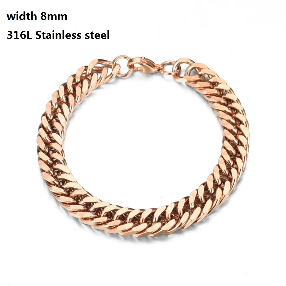 Figaro Stainless Steel Cuban Chain Bracelets