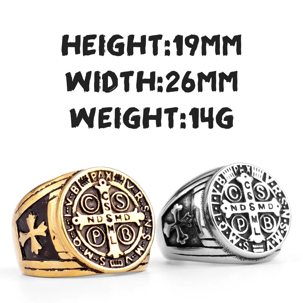 Metal Town Stainless Steel Saint Benedict Cross Ring