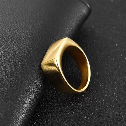 Jiayiqi Classic Frosted/Smooth Tops Signet Ring In Gold, Silver & Black