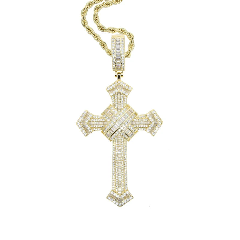 ATJMLADY Iced Out Cubic Zircon Cross Pendant for Men & Women