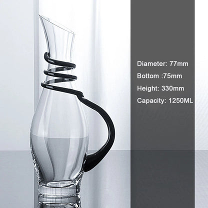 (Can Engrave Logo) 1800ML Glass Decanter, Quick Decanter With Handle, Large Capacity Wine Dispenser, Red Wine Set