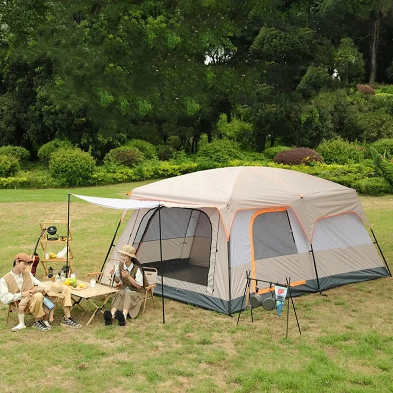 Outdoor Camping Family Tent 3-12 Persons - Double Layers Oversize 2 Rooms Thickened Rainproof.