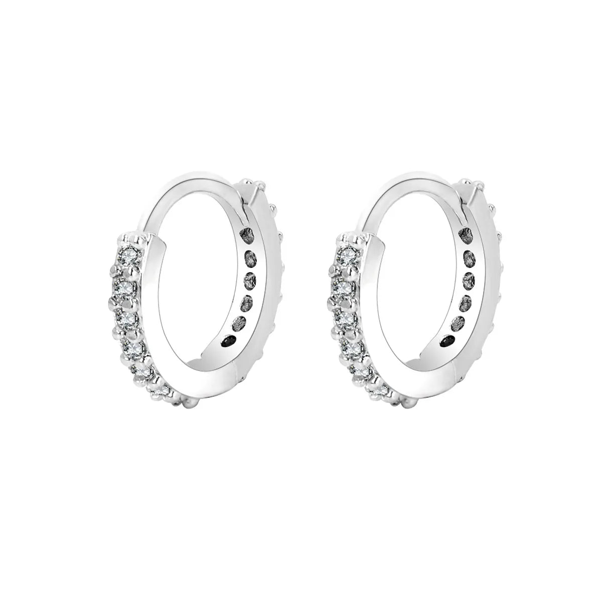 1Pair Stainless Steel Minimal Hoop Earrings With Crystal Zirconia