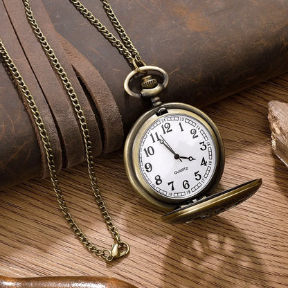 Bronze Antique Steampunk Vintage Numerals Quartz Pocket & Necklace watch Pendant