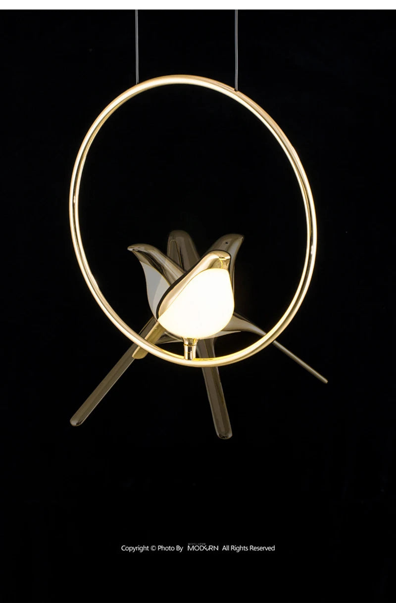 Creative Nordic Lamp Chandelier Gold Simple Bird Wall Light Fixture Loft & Rotatable.