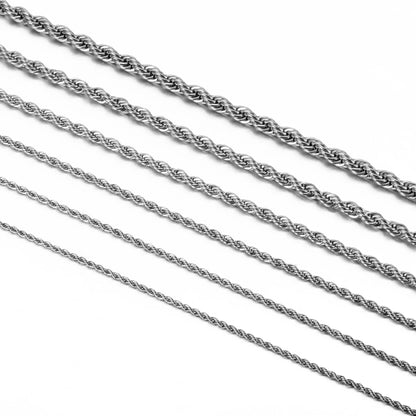 1 piece Steel Color Width 2mm/2.5mm/3mm/4mm/5mm/6mm Rope Chain Necklace/Bracelet For Men & Women