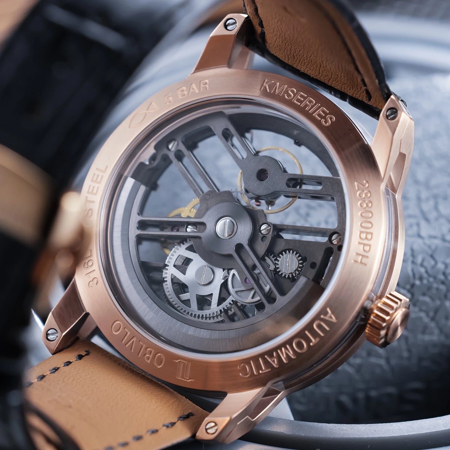 OBLVLO Skeleton Mechanical Watch - Transparent, Hollow, Automatic Watch