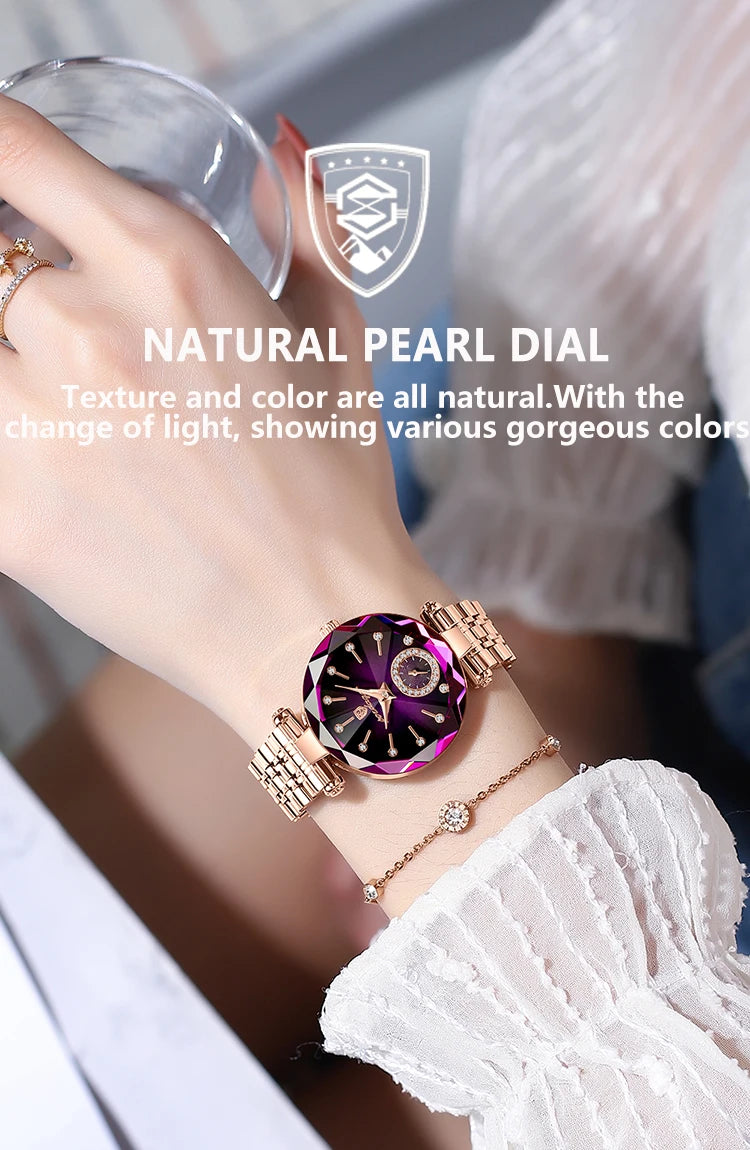 POEDAGAR Quality Luxurious Stainless Steel Watch For Woman - Quartz Watch, Waterproof, Date And Box