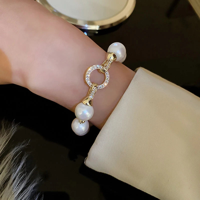 Natural Pearl Bracelets For Women With Zirconia Connector