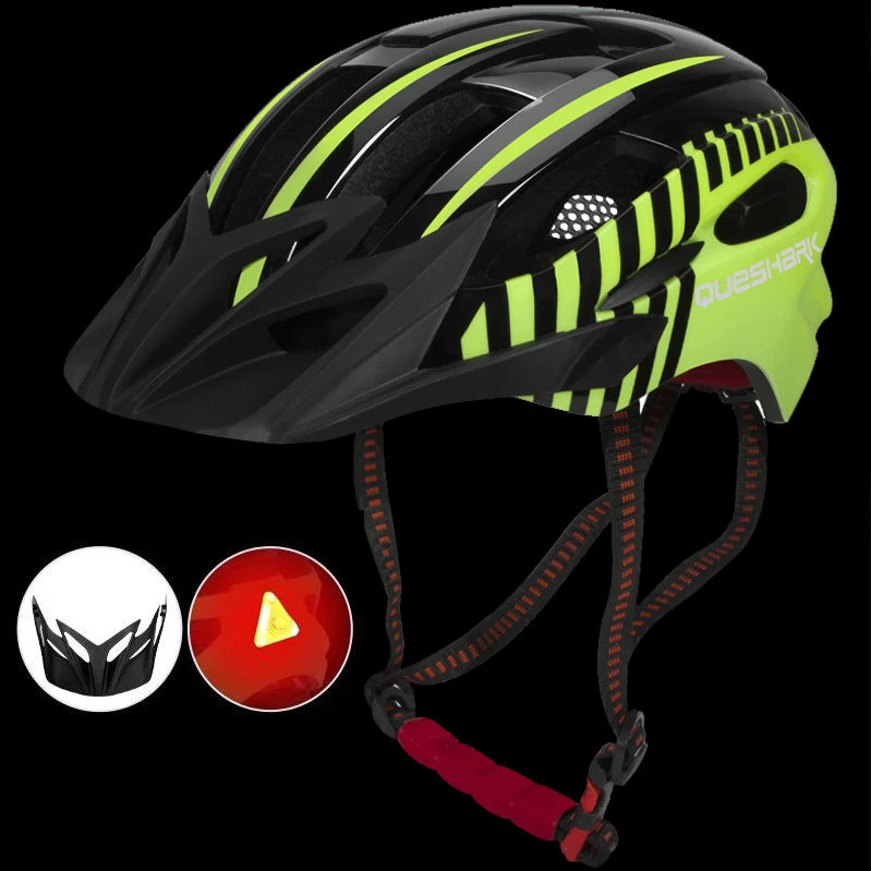 QUESHARK [Men&Women] Ultralight Cycling Helmet With Led Taillight And Sun Visor for Bike Bicycle Motorcycle Riding Safely