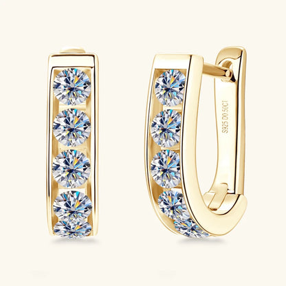 IOGOU Moissanite U-shaped Hoops 3mm VVS1 D Colour Earrings  In Gold & Silver