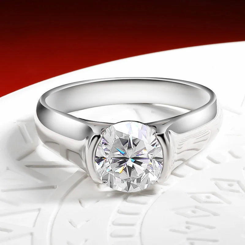 OEVAS 2 Carat VVS1 Moissanite D Color Ring With 18K White Gold Plated Or 100% 925 Sterling Silver