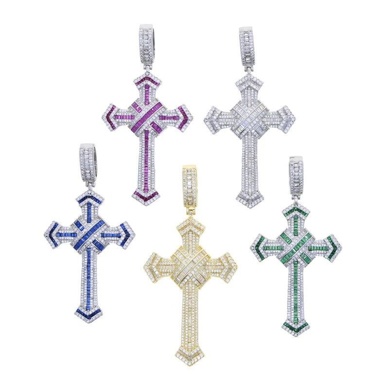 ATJMLADY Iced Out Cubic Zircon Cross Pendant for Men & Women