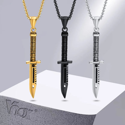 Vnox Cool Steel Stiletto Pendant Necklaces