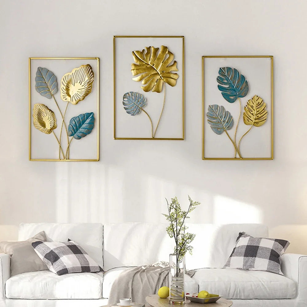 Metal Nordic Colored Leaf Wall Hanging pieces