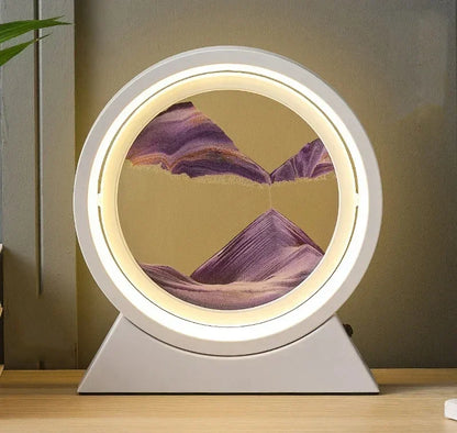 LED quicksand hourglass full circle with stand - Unique Art With Night Light