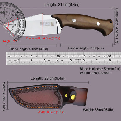 WPKOPYA 440C Steel Fixed Blade Knife – High-Quality Red Rosewood Handle Knife for Woodworking, Survival & Outdoor Activities