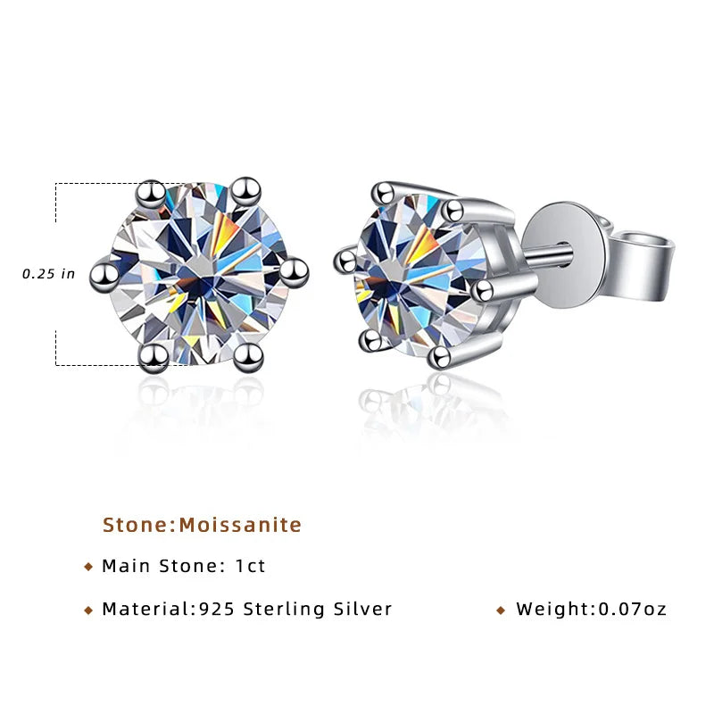 Bague Ringen Classic Moissanite D Colour S925 Sterling Sliver Plated Earring With Different Colour stones