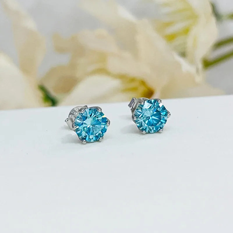 JoyceJelly Multiple Colour Moissanite 0.5/1CT VVS1 D Color S925 Sterling Silver Stud Earrings