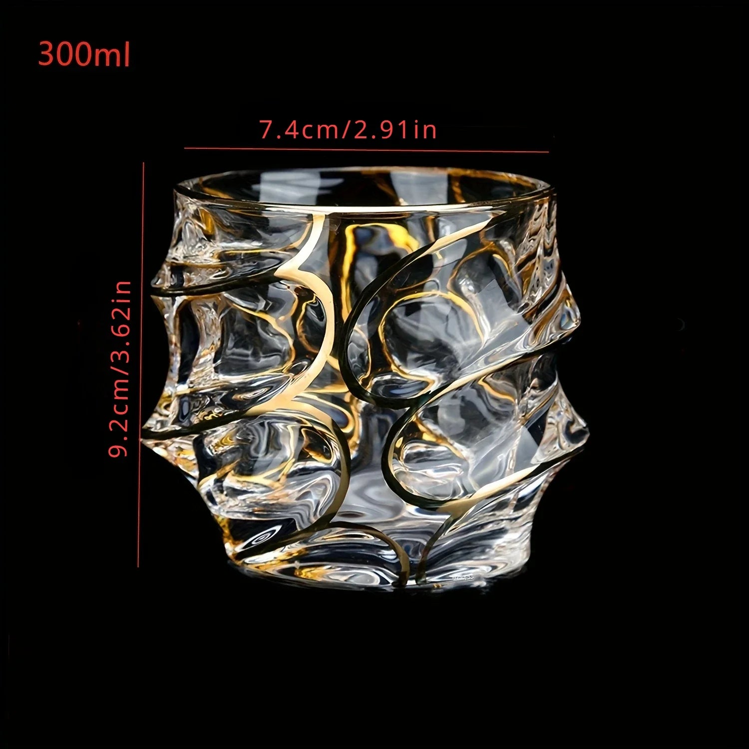 Golden Line Whiskey Glasses - Multi Functional Crystal Glases For Wine, Whisky, Beer & Cocktails