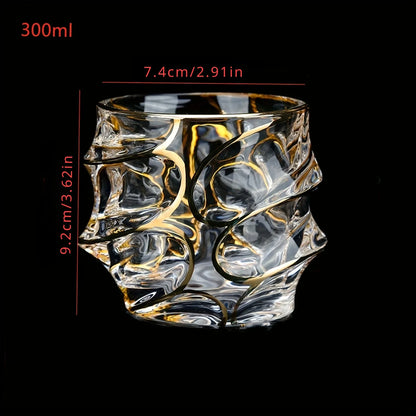 Golden Line Whiskey Glasses - Multi Functional Crystal Glases For Wine, Whisky, Beer & Cocktails